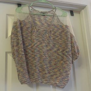 American Rag Cie Rainbow Mesh Sleeves Blouse